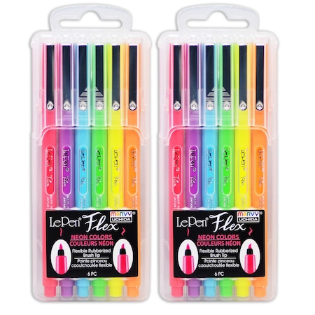 Marvy Uchida LePen Flex, Neon Colors, 12PK UCH48006F
